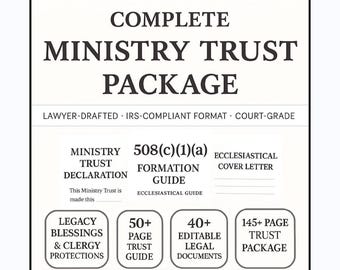 508c1a Ministry Trust Template | Editable Nonprofit Ministry, Church Formation Legal Forms (Digital Download)
