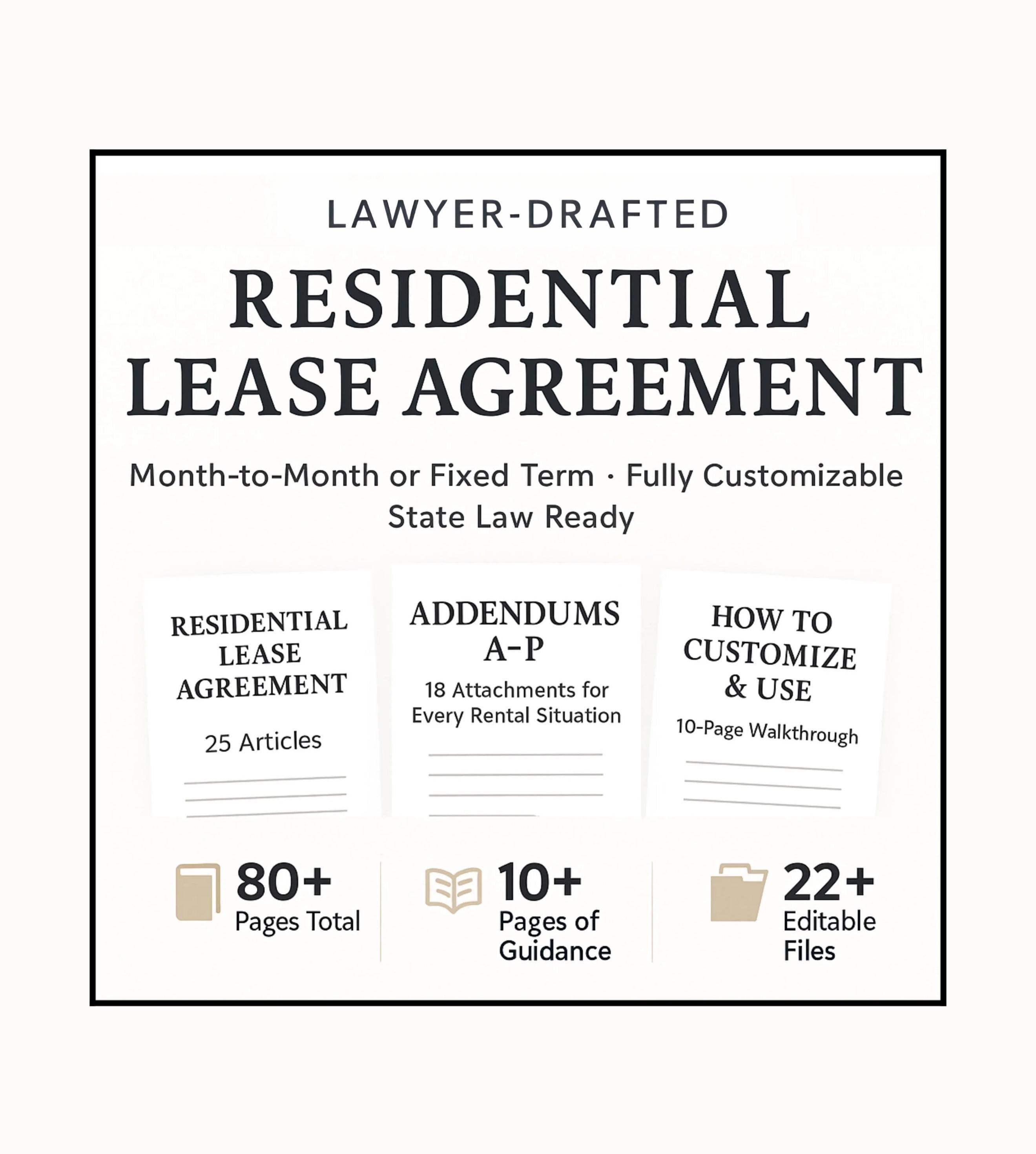 House Rent Contract Example Fixed Term Residential Lease Agreement Template | Editable Month-to-month or Fixed ...