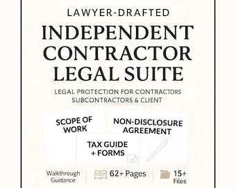 Independent Contractor Agreement: Editable 1099 Employment Contract, NDA, Work for Hire Terms (Word & PDF)