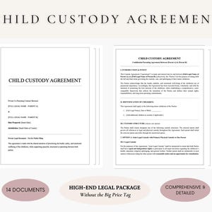 Child Custody Agreement: Court Ready Co Parenting Plan with Exhibits A–G, FL-341 Compatible