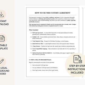 Child Custody Agreement: Court Ready Co Parenting Plan with Exhibits A–G, FL-341 Compatible