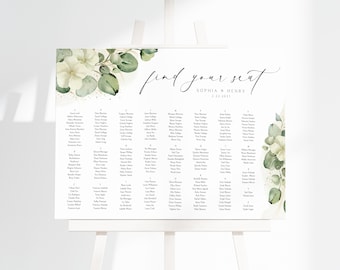 Wedding Seating Chart Template Classic, Elegant Wedding Seating Plan Sign, Printable, Floral, Editable, Templett INSTANT Download