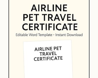 Pet Travel Health Certificate Template: Editable Veterinary Form for Airline or Car Travel