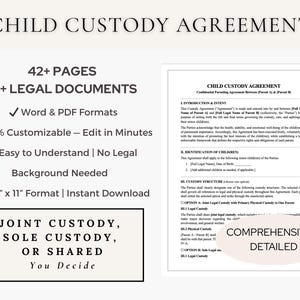 Child Custody Agreement: Court Ready Co Parenting Plan with Exhibits A–G, FL-341 Compatible