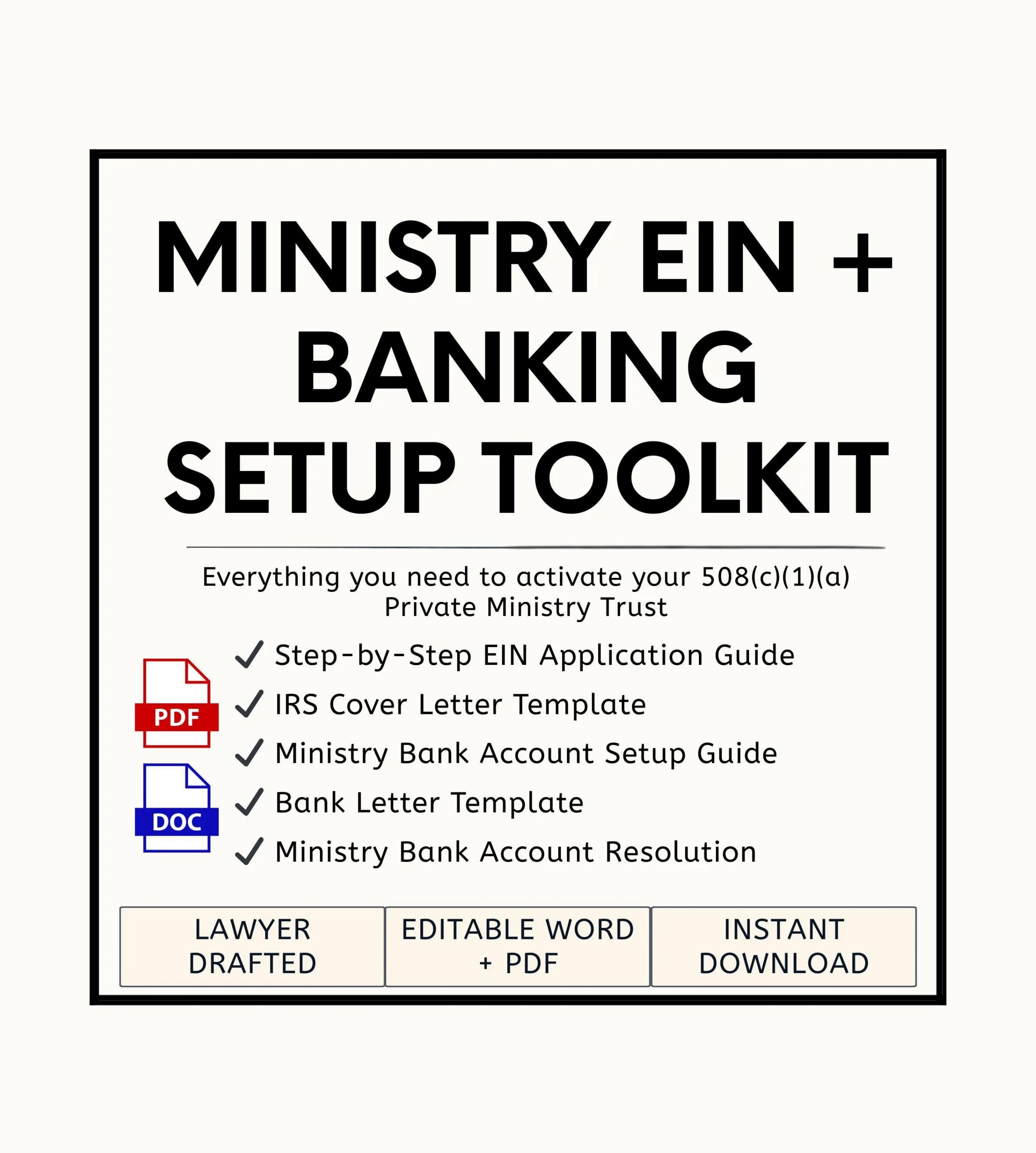 508c1a Ministry EIN Bank Setup Kit Editable IRS Application Guide
