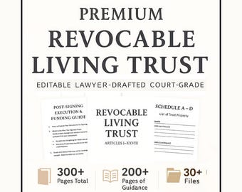 Revocable Living Trust Template Kit: Family Estate Planning (Editable PDF & Word)