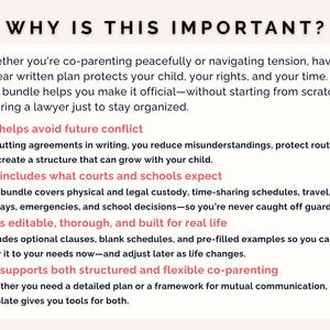 Child Custody Agreement: Court Ready Co Parenting Plan with Exhibits A–G, FL-341 Compatible