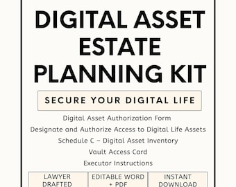Digital Asset Legal Estate Planning Forms: Online Accounts Log, Estate Access Documents