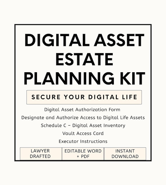 Digital Asset Legal Estate Planning Forms: Online Accounts Log, Estate Access Documents