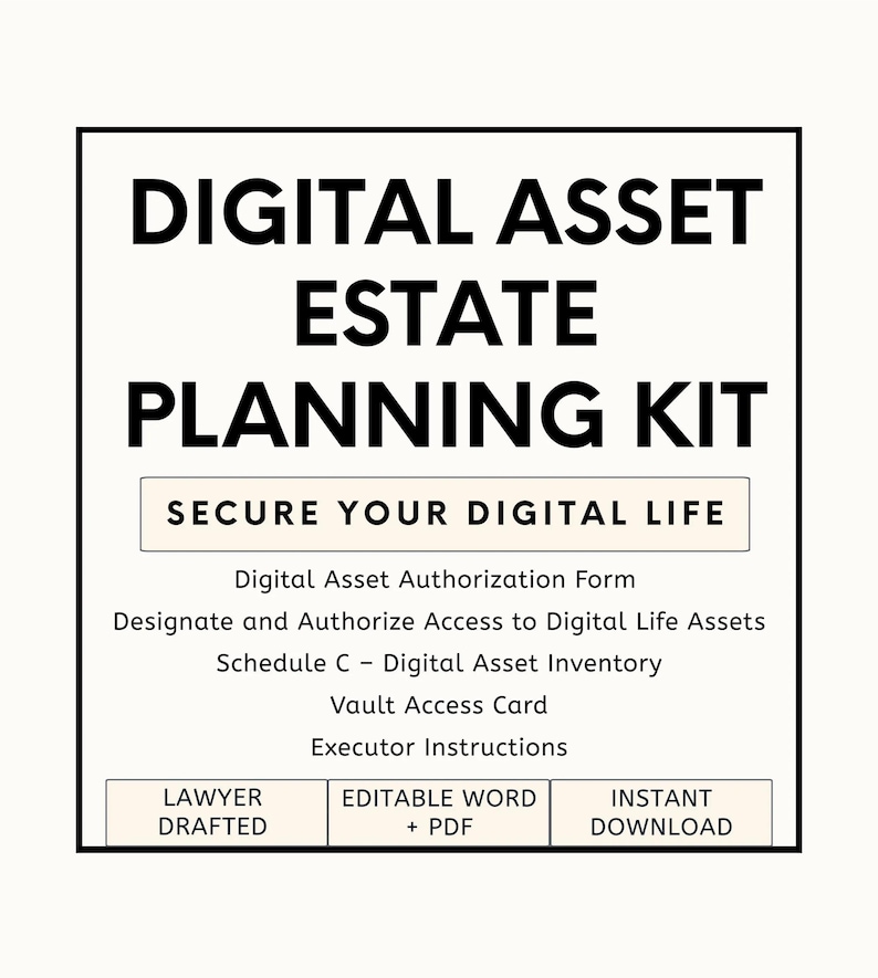 Digital Asset Planner: End of Life Binder, Password Organizer, Online Log, Legal Estate Forms, Digital Asset Planner & Password Organizer | End of Life Binder, Online Accounts Log, Estate Access Form | Editable PDF | Instant Download