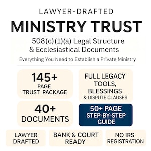 508c1a Ministry Trust Template | Editable Legal Church Trust PDF Word | Religious Legal Form | Instant Download | Nonprofit Ministry Kit