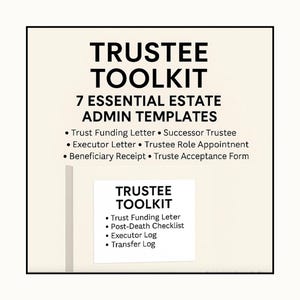 Estate Administration Toolkit: RLT Trustee Checklist, Transfer Log & Executor Letter (Legal Estate Planning)