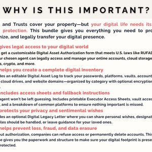 Digital Asset Planner: End of Life Binder, Password Organizer, Online Log, Legal Estate Forms