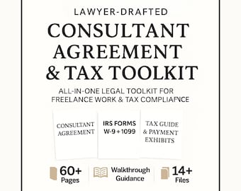 Consulting Services Agreement: Editable 1099 Contract, Scope of Work, NDA, Retainer Terms (Word & PDF)