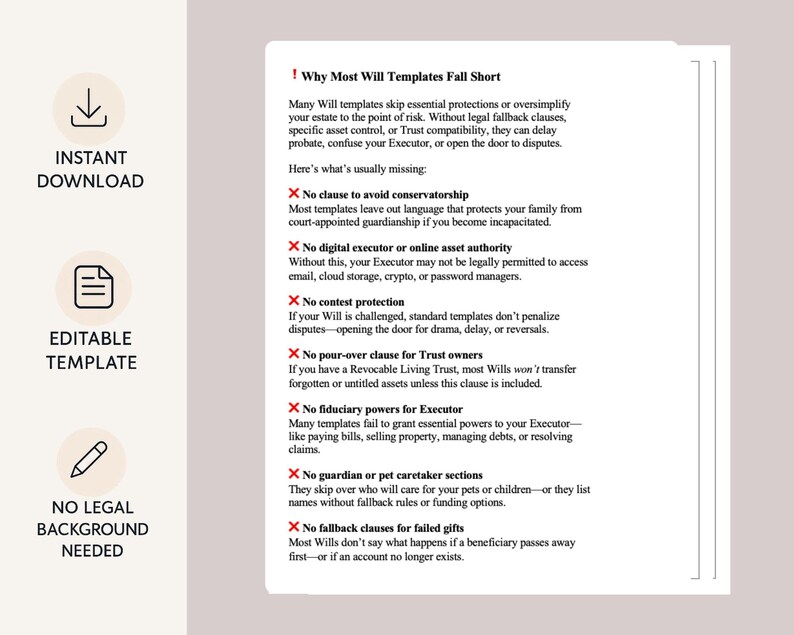 Last Will and Testament Template: Legal Estate Planning Forms With