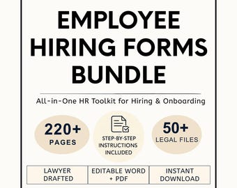 Employee Hiring Forms Bundle | Editable New Hire Kit, Job Application, HR Onboarding Templates