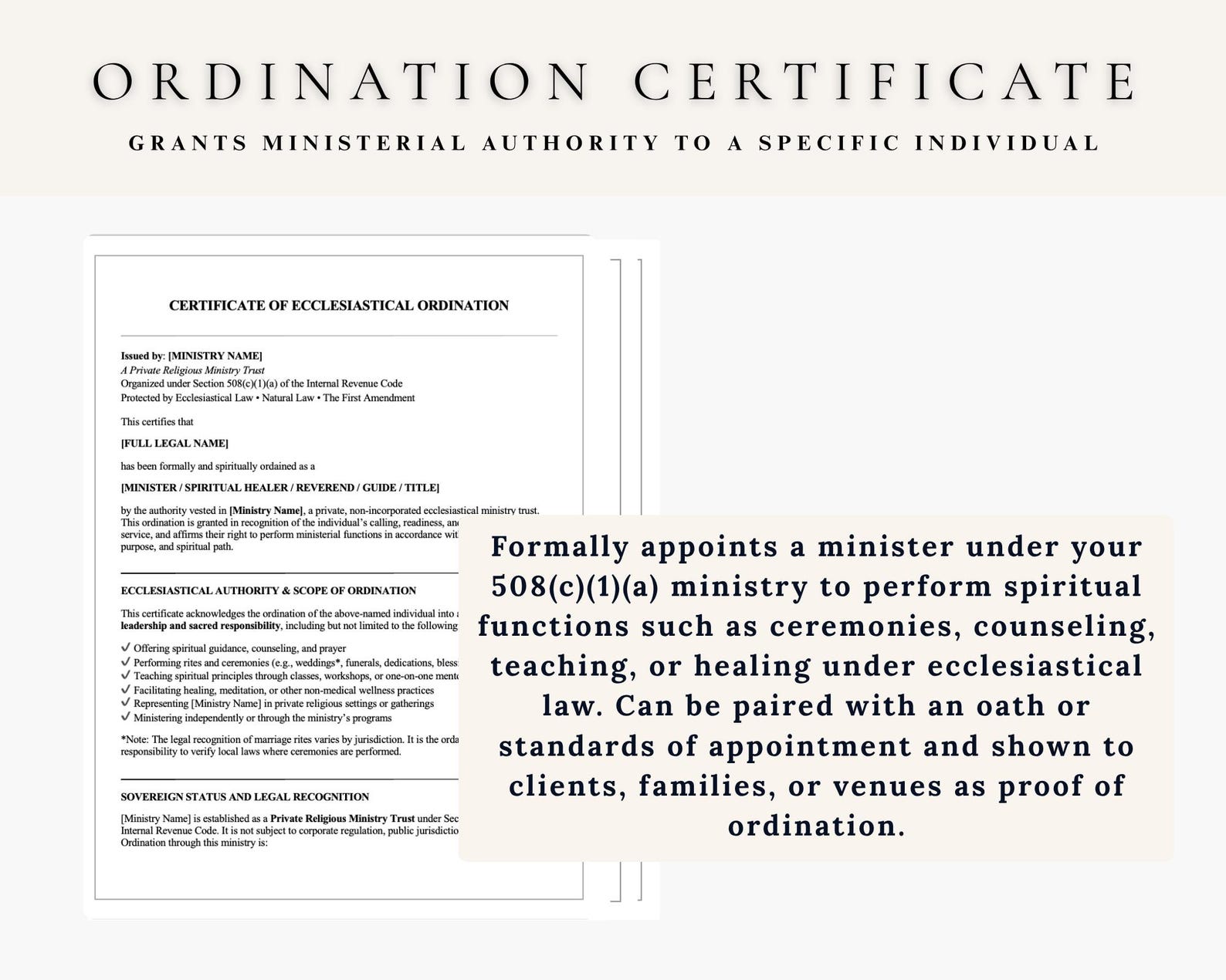 Editable Ordination Application Form 508c1a Ordination Certificate & Ecclesiastical Authority, Minister ...