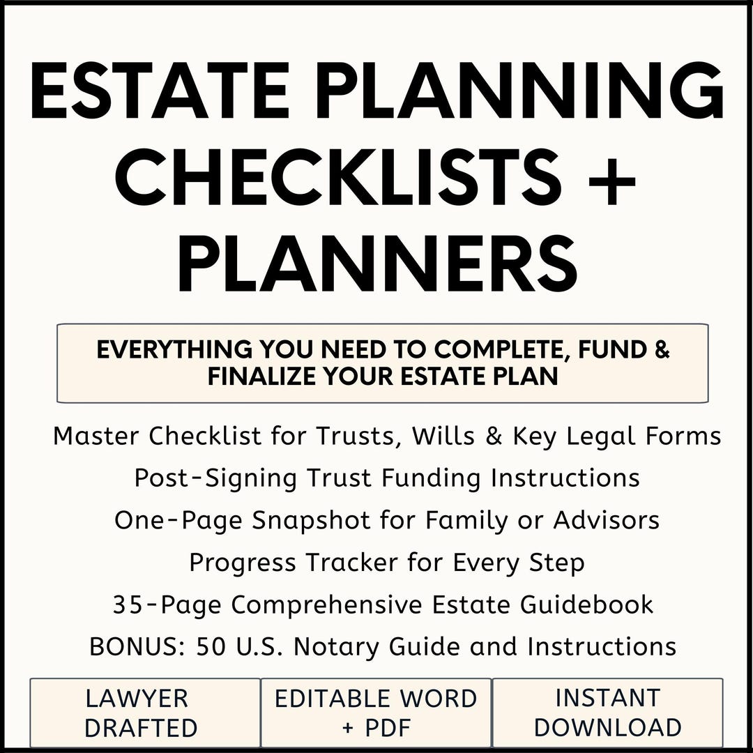 Estate Planning Checklist Binder: Editable Checklists for Wills, Trusts