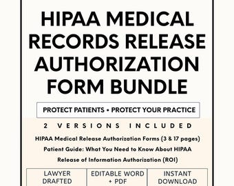 HIPAA Medical Records Release Form | Editable Patient Consent & Authorization Template (PDF)