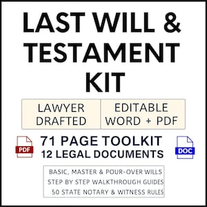 Last Will and Testament Kit I Standalone Will Pour Over Will I Estate Planning Bundle I Editable Will Forms I Word PDF I Instant Download