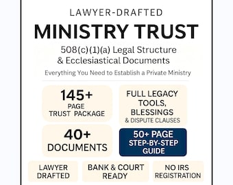 508c1a Ministry Trust Template: Editable Nonprofit Private Church Trust Legal Forms (PDF & Word)