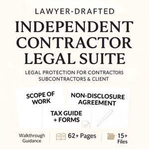 Independent Contractor Agreement | 1099 Employment Contract | NDA, Work for Hire, New Hire Legal Form  | Legal Template | Editable PDF Word