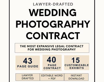 Modelo de Contrato de Fotografia de Casamento | Formulários Editáveis de Contrato de Atendimento ao Cliente e Eventos (Word e PDF)