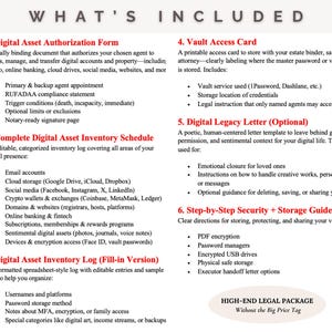 Digital Asset Planner: End of Life Binder, Password Organizer, Online Log, Legal Estate Forms