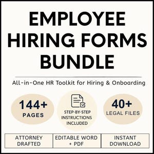 Employee Hiring Forms Bundle | New Hire Kit Job Application Employment Contract Offer Letter HR Forms Onboarding Kit I Editable PDF Word I