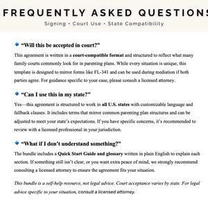 Child Custody Agreement: Court Ready Co Parenting Plan with Exhibits A–G, FL-341 Compatible