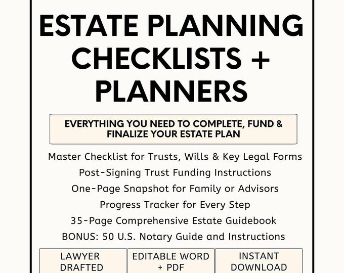Estate Checklist.pdf Estate Planning Checklist Binder: Editable Checklists for Wills, Trusts ...