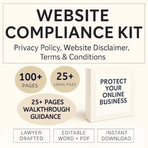 Website Legal Compliance Kit | Privacy Policy, Terms and Conditions, Disclaimer, GDPR CCPA Forms | Online Business Templates | PDF Download