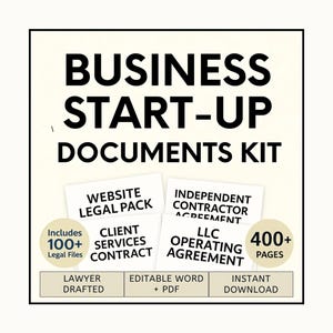 Business Startup Legal Forms: Editable LLC Agreement, 1099 Contract & Website Legal Policies (Digital Download)
