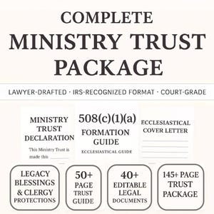 508c1a Ministry Trust Kit | Nonprofit Private Ministry Kit I Religious Church Trust Legal Forms I Editable 508c1a Trust Documents PDF Word I