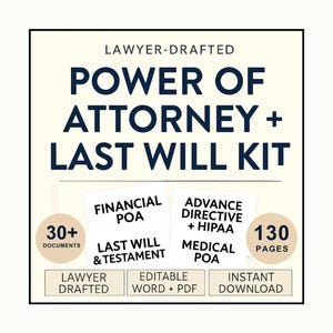 Estate Planning Kit: Last Will, Power of Attorney, HIPAA (Digital Downloadable Forms)
