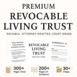Revocable Living Trust Kit | Schedule A, B, C and D | Attorney Drafted I Estate Planning Legal Form I Editable PDF Word | Instant Download |