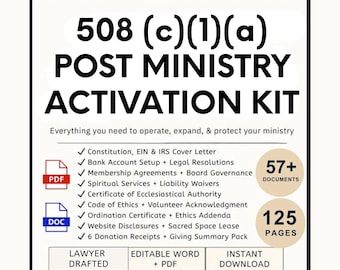 508c1a Ministry Activation Kit | Editable Church Templates for Membership, Banking, Ordination (Word & PDF)