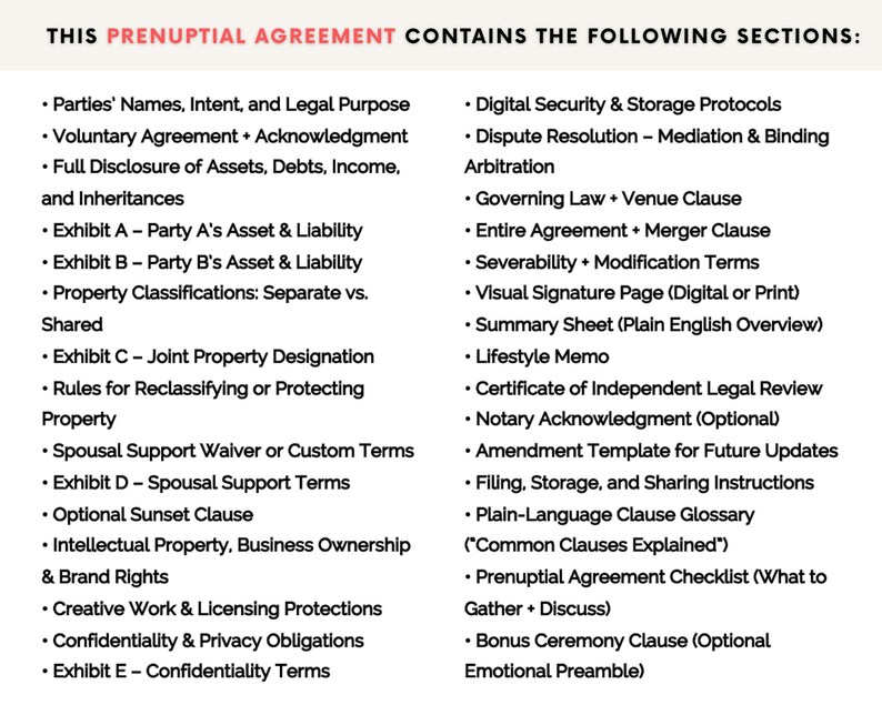 Prenuptial Agreement Template | Editable Marriage & Premarital Contract for Couples (PDF)
