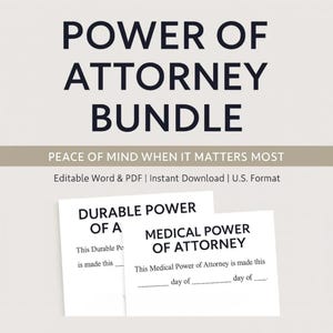 Power of Attorney Bundle, POA Kit, Durable, Medical, Financial Authority Forms, Estate Planning Documents