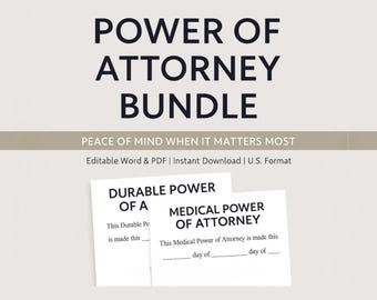 Power of Attorney Bundle, POA Kit, Durable, Medical, Financial Authority Forms, Estate Planning Documents
