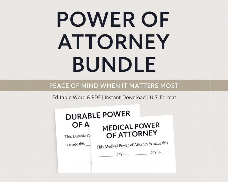 Power of Attorney Template Editable Durable Financial Parental POA Power of Attorney Template Editable Durable Financial Parental POA