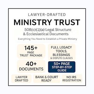 508c1a Ministry Trust Kit: Editable Private Ministry, Church Legal Documents (PDF & Word)
