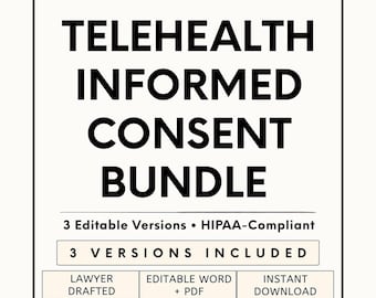 Telehealth Informed Consent Legal Template Bundle: Telemedicine & HIPAA Authorization (Editable, Instant Download)