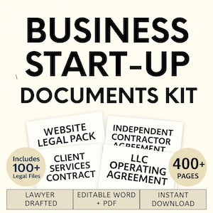 Business Startup Legal Bundle | LLC Operating Agreement, 1099 Contractor, Client Contracts, Website Policies, HR Hiring Docs | PDF & Word