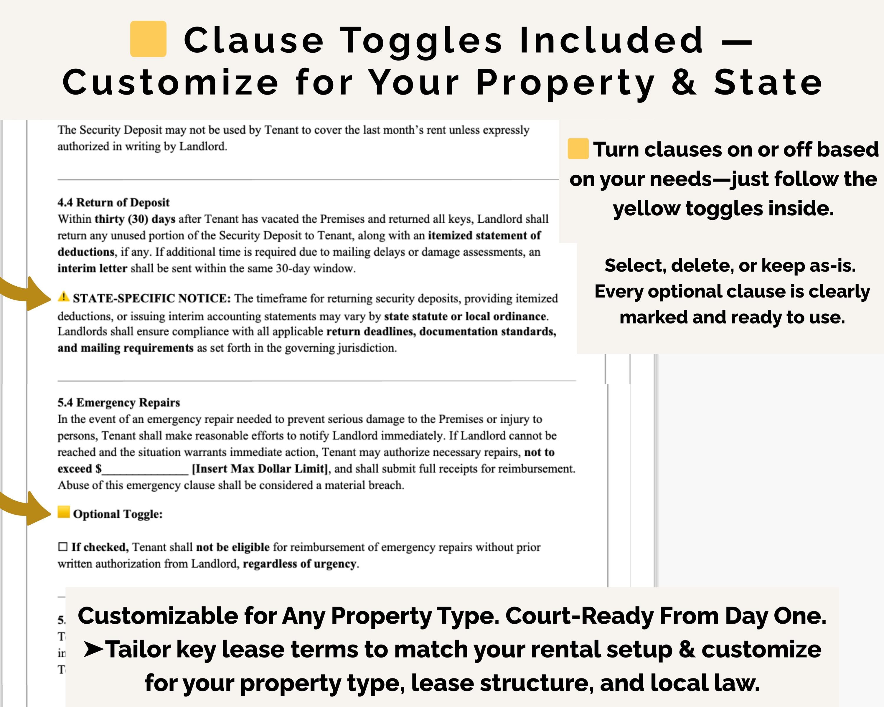 House Rent Contract Example Fixed Term Residential Lease Agreement Template | Editable Month-to-month or Fixed ...