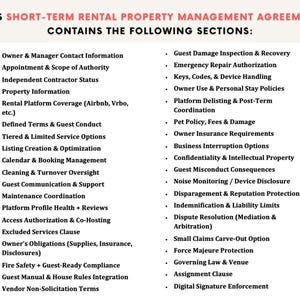 Airbnb Rental Property Management Agreement | VRBO Short Term Rental Co Host Contract | STR Property Manager Agreement I Editable PDF Word
