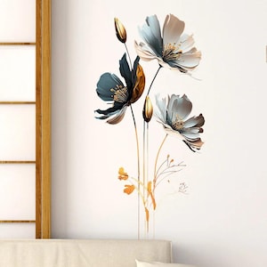 3D Relief Flower Wall Sticker for Kids Room, Self Adhesive Floral Wall Decal, Simulation Texture Flower Decor, Nursery Bedroom Wall Art