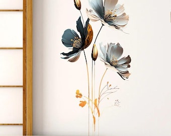 3D Relief Flower Wall Sticker for Kids Room, Self Adhesive Floral Wall Decal, Simulation Texture Flower Decor, Nursery Bedroom Wall Art