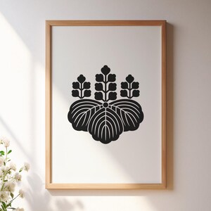 Escudo familiar japonés, Toyotomi Hideyoshi, Goshichi no Kiri, señor de la guerra Sengoku, póster imprimible, descarga digital.