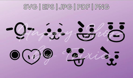 Bts Bt21 Character Face Digital Files Koya Rj Shooky Mang - Etsy